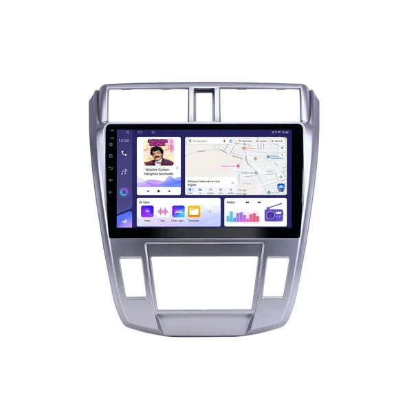 Honda City 2009-2012 Android Multimedya 10 inç 8-128 GB Pro CarPlay Navigasyon Ekran ürün görseli 1