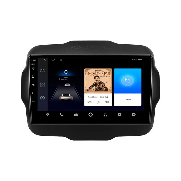 Jeep Renegade 2014-2021 Android Multimedya 9 inç 4-32 GB CarPlay Navigasyon Ekran ürün görseli 1