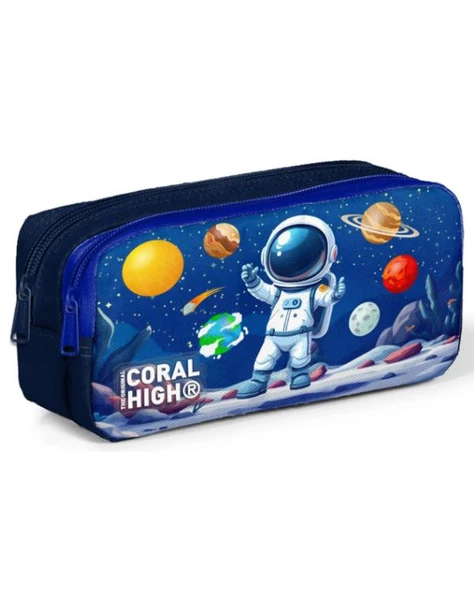 Coral High Lacivert Astronot Desenli İki Bölmeli Kalem Çantası 31052 ürün görseli 1
