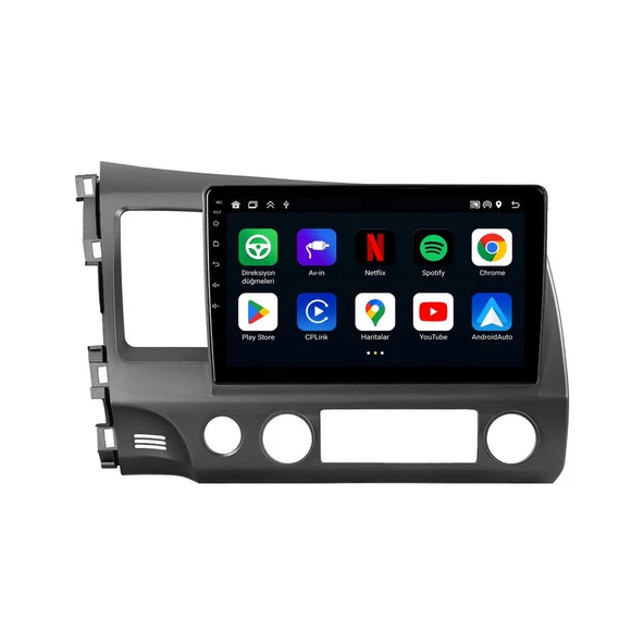Honda Civic 2006-2012 Android Multimedya 9 inç 6-64 GB CarPlay Navigasyon Ekran ürün görseli 1