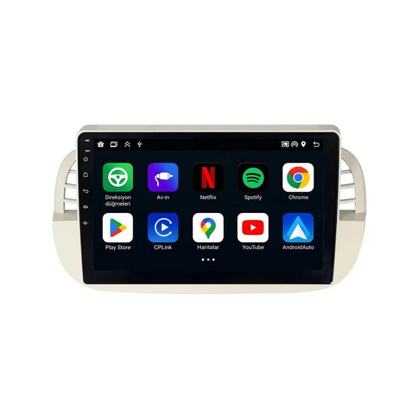 Fiat 500C 2009-2015 Android Multimedya 9 inç 4-32 GB CarPlay Navigasyon Ekran ürün görseli 1