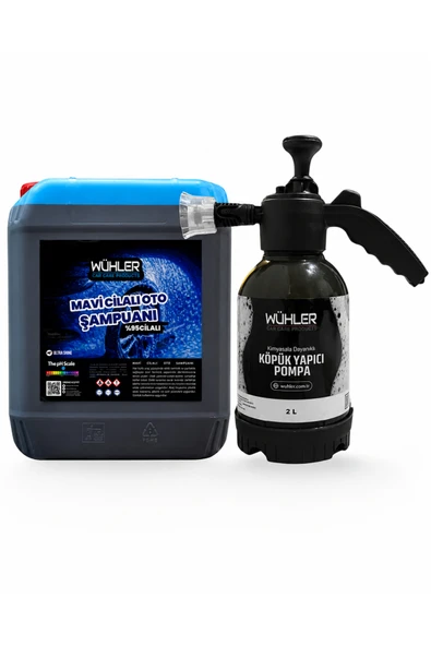 Wühler %95 Cilalı Mavi Oto Şampuanı 5 LT +  HEDİYE KÖPÜK ATAN Basınçlı Pompa 2 LT ürün görseli 1