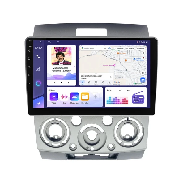 Ford Ranger 2007-2011 Android Multimedya 9 inç 4-32 GB CarPlay Navigasyon Ekran ürün görseli 1