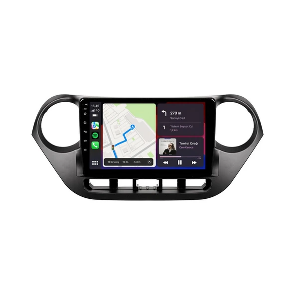 Hyundai i10 2013-2019 Android Multimedya 9 inç 8-128 GB CarPlay Navigasyon Ekran ürün görseli 1