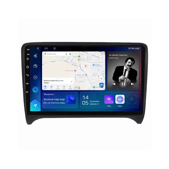 Audi TT 2007-2013 Android Multimedya 9 inç 8-128 GB Pro CarPlay Navigasyon Ekran ürün görseli 1