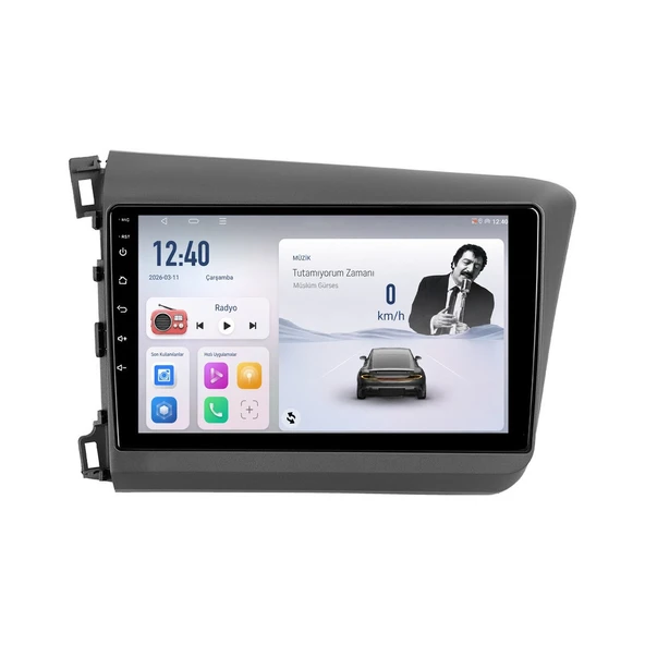 Honda Civic 2012-2015 Android Multimedya 9 inç 4-32 GB CarPlay Navigasyon Ekran ürün görseli 1
