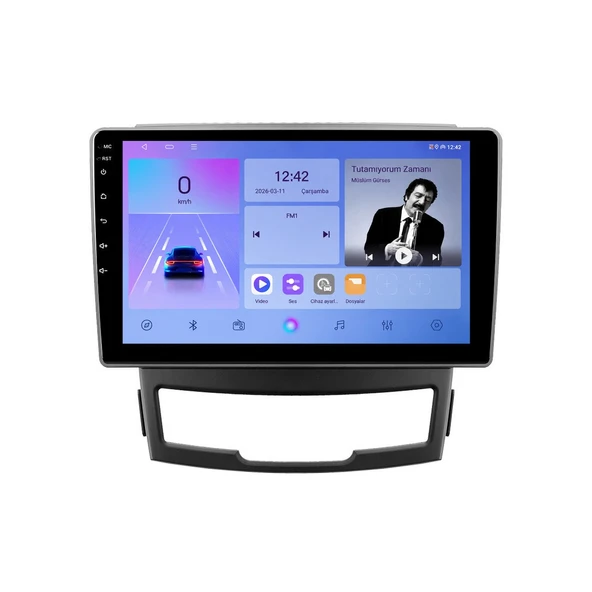 SsangYong Korando 2011-2013 Android Multimedya 9 inç 6-64 GB CarPlay Navigasyon Ekran ürün görseli 1
