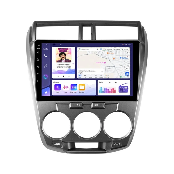 Honda City 2009-2012 Android Multimedya 9 inç 6-64 GB CarPlay Navigasyon Ekran ürün görseli 1