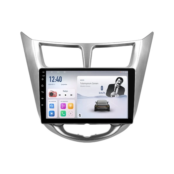 Hyundai Accent Blue 2011-2019 Android Multimedya 9 inç 8-128 GB CarPlay Navigasyon Ekran ürün görseli 1