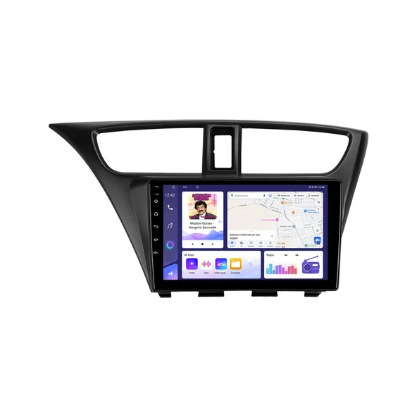 Honda Civic 2013-2016 Android Multimedya 9 inç 8-128 GB CarPlay Navigasyon Ekran ürün görseli 1