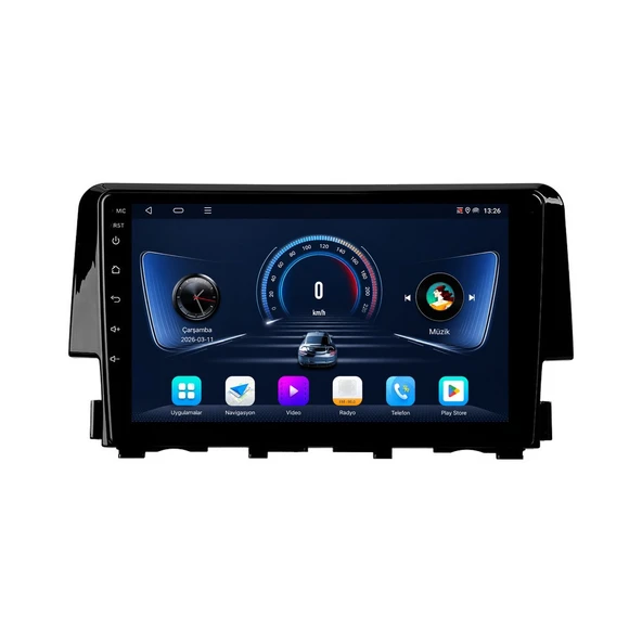 Honda Civic 2016-2021 Android Multimedya 9 inç 8-128 GB Pro CarPlay Navigasyon Ekran ürün görseli 1