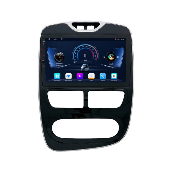 Renault Clio 2012-2016 Android Multimedya 10 inç 10-256 GB Pro CarPlay Navigasyon Ekran ürün görseli 1