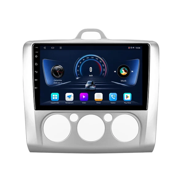 Ford Focus 2006-2011 Android Multimedya 9 inç 8-128 GB Pro CarPlay Navigasyon Ekran ürün görseli 1