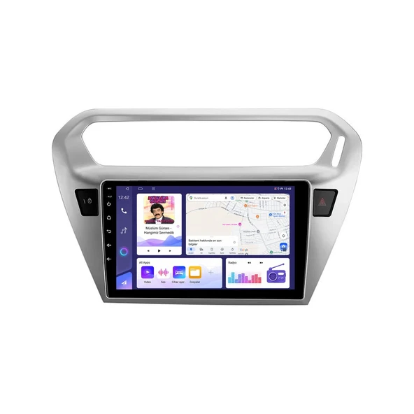 Citroen C-Elysee 2012-2024 Android Multimedya 9 inç 8-128 GB Pro CarPlay Navigasyon Ekran ürün görseli 1