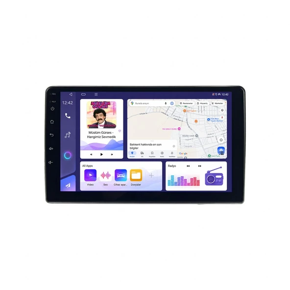 Renault Megane 2003-2009 Android Multimedya 9 inç 4-64 GB CarPlay Navigasyon Ekran ürün görseli 1