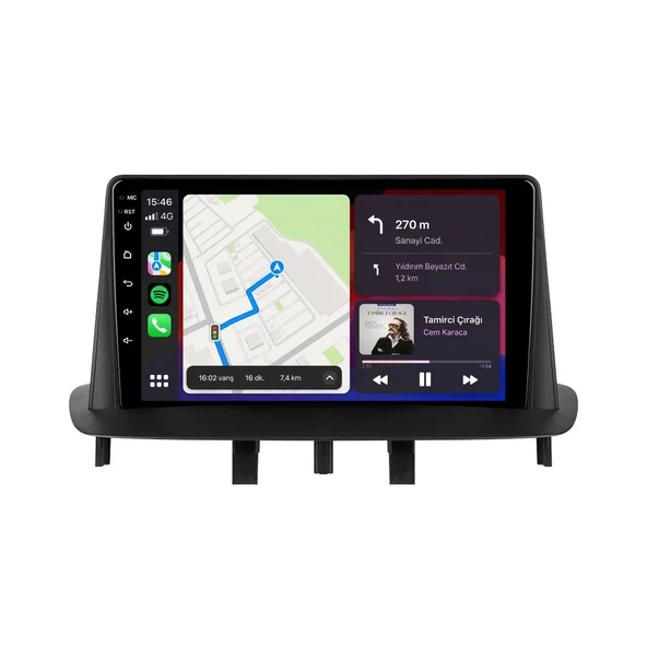 Renault Fluence 2010-2016 Android Multimedya 9 inç 8-128 GB Pro CarPlay Navigasyon Ekran ürün görseli 1