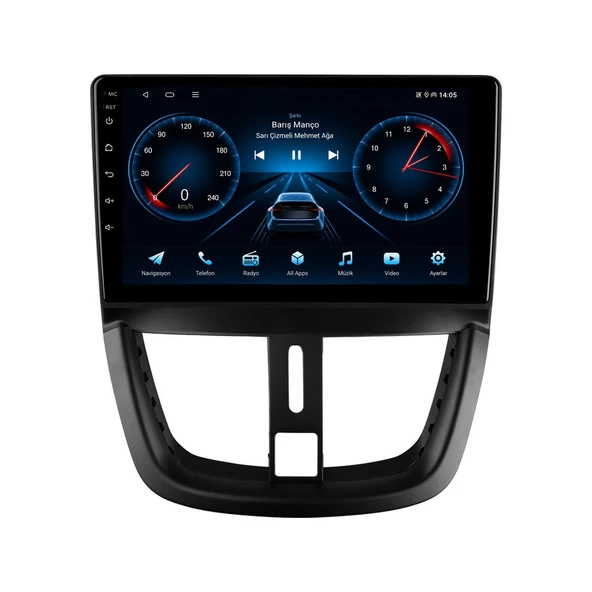 Peugeot 207 2006-2012 Android Multimedya 9 inç 10-256 GB Pro CarPlay Navigasyon Ekran ürün görseli 1