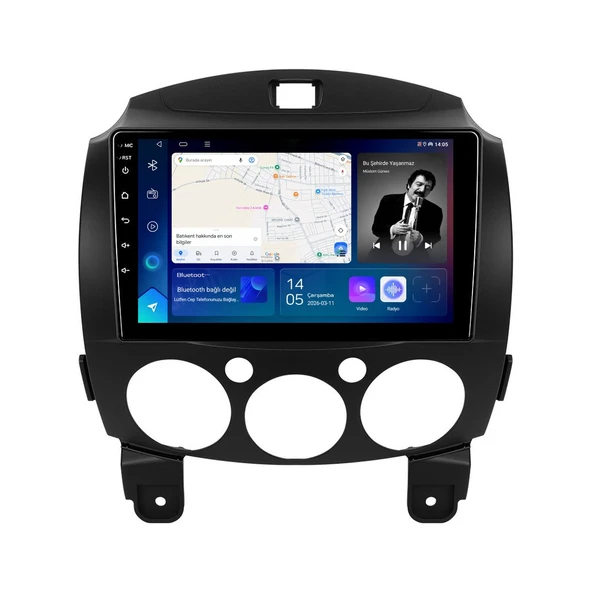 Mazda 2 2009-2012 Android Multimedya 9 inç 8-64 GB CarPlay Navigasyon Ekran ürün görseli 1