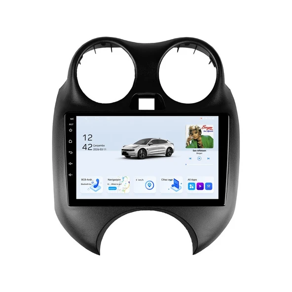 Nissan Micra 2011-2013 Android Multimedya 9 inç 8-64 GB CarPlay Navigasyon Ekran ürün görseli 1