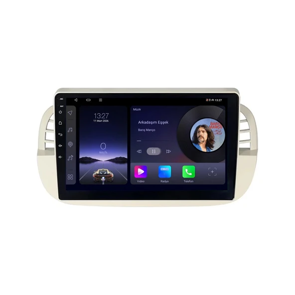 Fiat 500 2009-2015 Android Multimedya 9 inç 10-256 GB Pro CarPlay Navigasyon Ekran ürün görseli 1