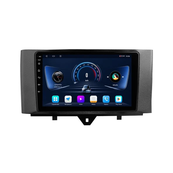 Smart Fortwo 2011-2015 Android Multimedya 9 inç 6-64 GB CarPlay Navigasyon Ekran ürün görseli 1