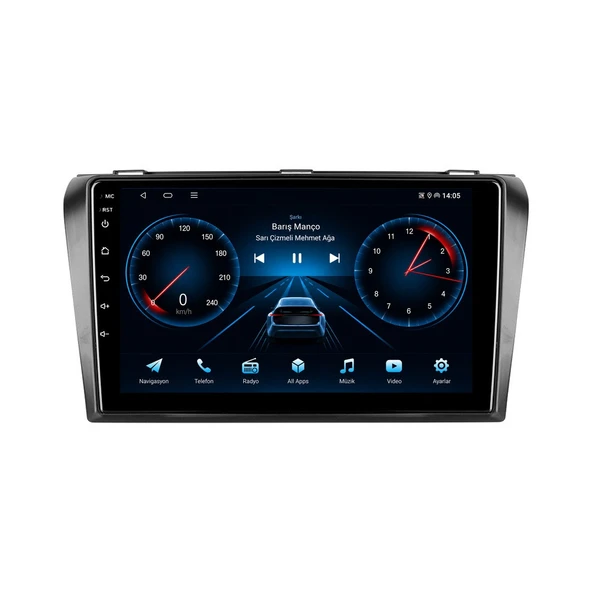 Mazda 3 2004-2009 Android Multimedya 9 inç 8-64 GB CarPlay Navigasyon Ekran ürün görseli 1