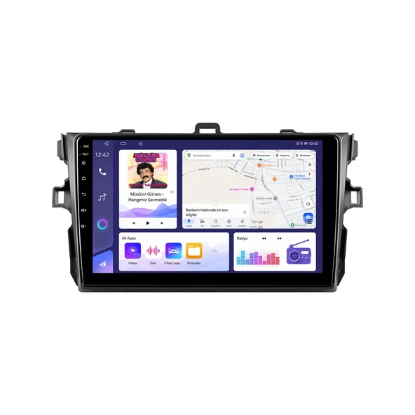 Toyota Corolla 2007-2012 Android Multimedya 9 inç 4-64 GB CarPlay Navigasyon Ekran ürün görseli 1