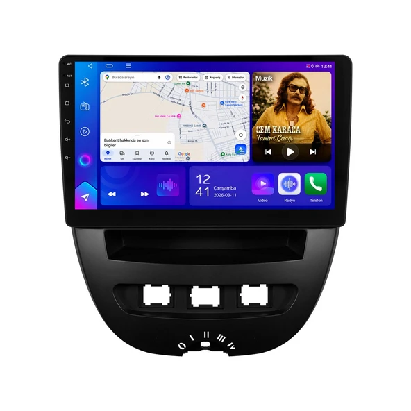 Citroen C1 2007-2013 Android Multimedya 10 inç 6-64 GB CarPlay Navigasyon Ekran ürün görseli 1