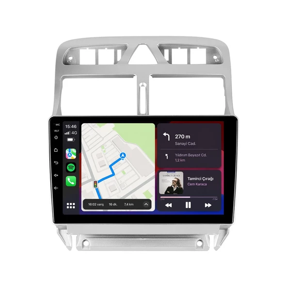 Peugeot 307 2001-2008 Android Multimedya 9 inç 8-128 GB CarPlay Navigasyon Ekran ürün görseli 1