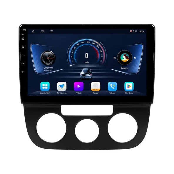 Volkswagen Jetta 2006-2009 Android Multimedya 9 inç 6-64 GB CarPlay Navigasyon Ekran ürün görseli 1