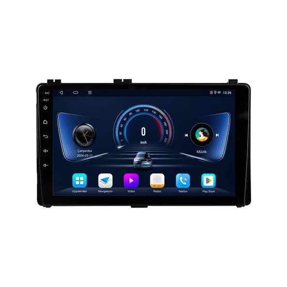 Toyota Auris 2015-2018 Android Multimedya 9 inç 8-64 GB CarPlay Navigasyon Ekran ürün görseli 1