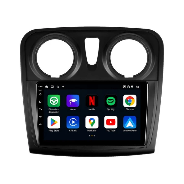 Dacia Sandero 2012-2021 Android Multimedya 9 inç 8-128 GB CarPlay Navigasyon Ekran ürün görseli 1