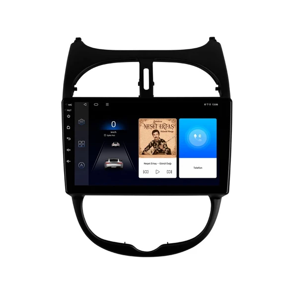 Peugeot 206 1999-2011 Android Multimedya 9 inç 8-128 GB CarPlay Navigasyon Ekran ürün görseli 1
