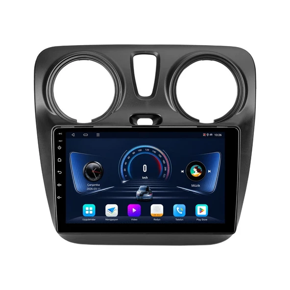 Dacia Dokker 2013-2021 Android Multimedya 9 inç 8-128 GB CarPlay Navigasyon Ekran ürün görseli 1