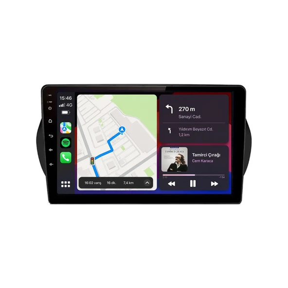 Citroen Nemo 2008-2016 Android Multimedya 10 inç 8-128 GB Pro CarPlay Navigasyon Ekran ürün görseli 1