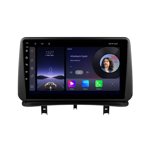 Renault Clio 2006-2012 Android Multimedya 9 inç 8-64 GB CarPlay Navigasyon Ekran ürün görseli 1