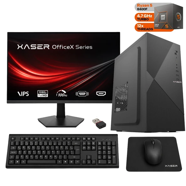 Xaser BusinessX180 Ryzen 5 8400F 16GB DDR5 Ram 1TB SSD GT610 Ekran Kartı 27" Monitör Ofis Bilgisayarı ürün görseli 1