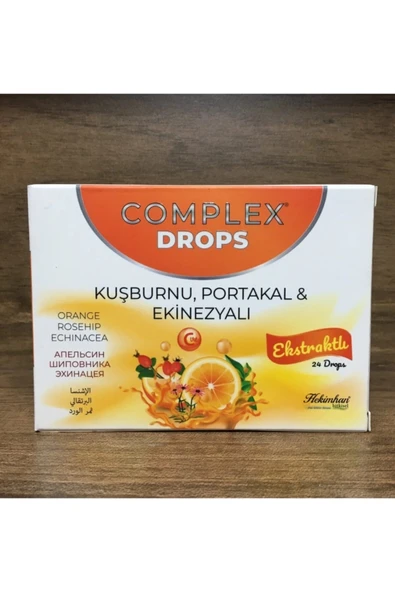 Hekimhan Complex Drops Kuşburnu, Portakal & Ekinezyalı Ekstraktlı Bitkisel Pastil 24 Drops ürün görseli 1