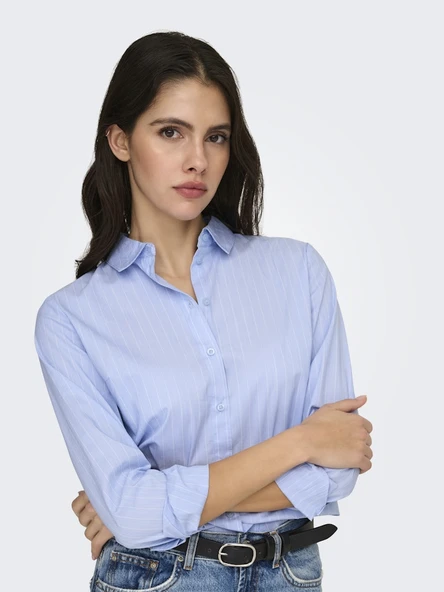 ONLY JDY Bayan Çizgili Uzun Kollu Gömlek 15149877 ürün görseli 1