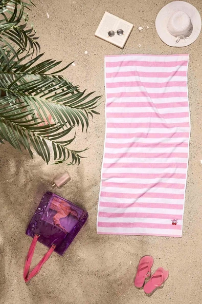 Özdilek Tarzy Line Plaj Havlusu Rulo Yapılabilir Lastikli (70x150)-Pembe ürün görseli 1