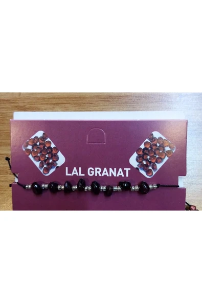 Berra Sifa Doğal Taş Ayarlanabilir Lal Granat Taşı Bileklik ürün görseli 1