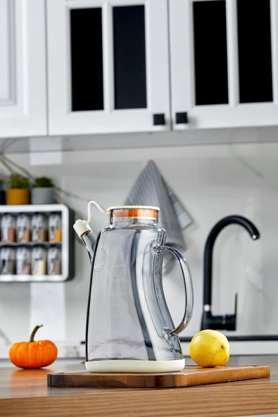 Cooker 1.1 Litre Borosilikat Cam Yağlık ve Sirkelik Zeytinyağ Şişesi Şeffaf CKR4538 ürün görseli 1
