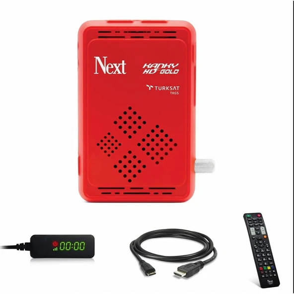 Next Kanky HD Gold Mini Uydu Alıcısı Full HD Görüntü Kalitesi ile USB Girişli Kırmızı Kasa ürün görseli 1