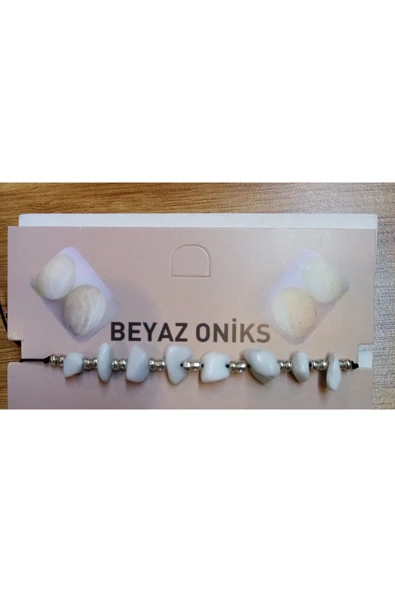 Berra Sifa Doğal Taş Ayarlanabilir Beyaz Oniks Taşı Bileklik ürün görseli 1