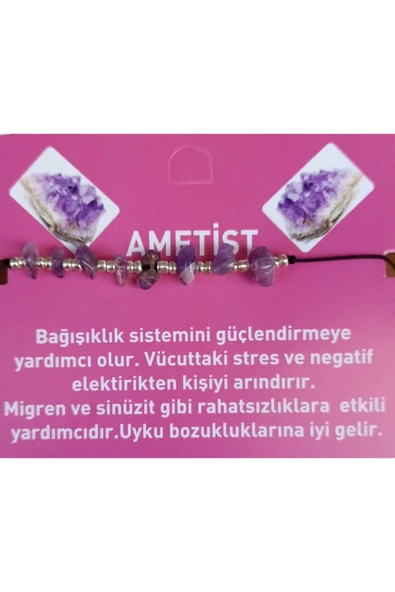 Berra Sifa Doğal Taş Ayarlanabilir Ametist Taşı Bileklik ürün görseli 1