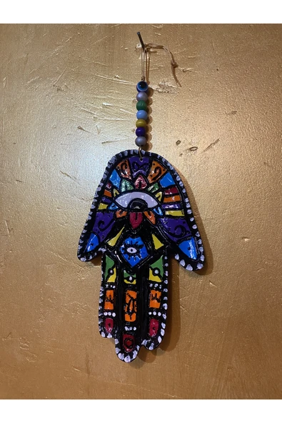 Nazar Hamsa El Duvar Süsü - El boyaması - Hediyelik Kutusunda ürün görseli 1