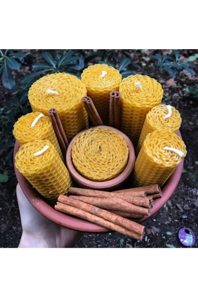 vivus in Balmumu Doğal Mum Seti Dekoratif %100 Naturel El Sarımı Pamuk Fitil ürün görseli 1