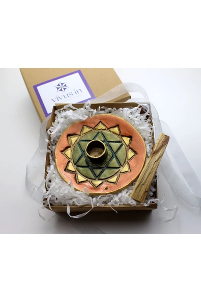 Vivusin El Yapımı Kalp Çakra Seramik Palo Santo Tütsülük ürün görseli 1