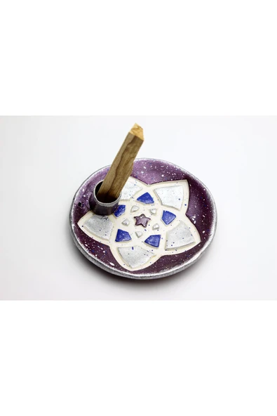 Vivusin Palo Santo Hediyeli El Yapımı Üçlü Venüs Aşk Çiçeği Seramik Mürdüm-Hediyelik Kutusunda ürün görseli 1