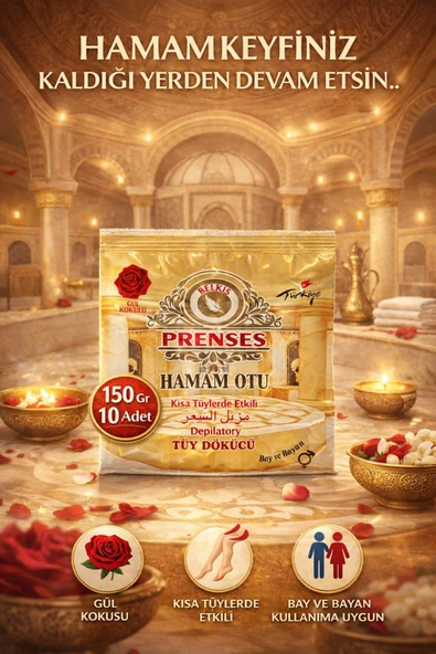 PRENSES Gül Kokulu Tüy Dökücü Toz - Hamam Otu 150 gr X 10 Adet ürün görseli 1